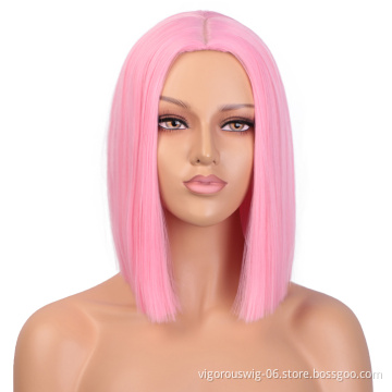 Cheapest High Quality Dropshipping Premium Colored Short Heat Resistant Fiber Natural Hairline Wholesale Synthetic Hair Wigs